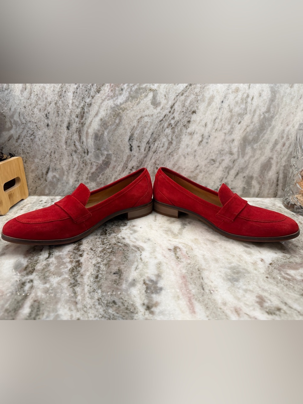 Clarks Ultimate Comfort Collection Women’s Vibrant Red Suede Penny Loafers - Picture 6 of 7